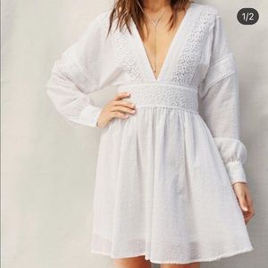 White v front open back dress